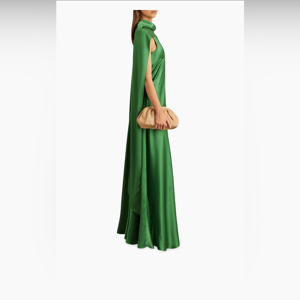 Reiss Fae Satin Cape Gown Dress